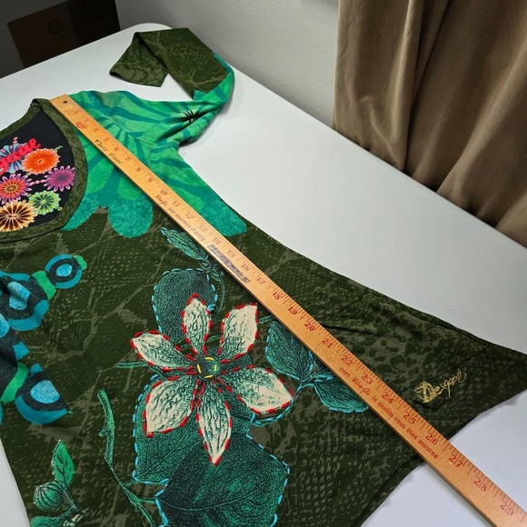 Desigual Women‎ Floral Handkerchief Hem Long Sleeve Top Size XS Artsy Retro Bold - Picture 12 of 13